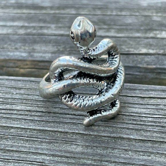 Snake Ring Silver Tone Fashion Rings Jewelry Unisex Rings Size 7 - Picture 8 of 9